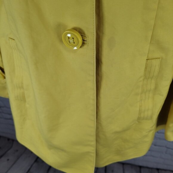 Talbots Yellow 100% Cotton Buttoned Pleated Back Pockets Lined Jacket Size 14 - Picture 6 of 16